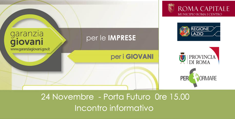 Incontro informativo Garanzia Giovani – 24 Novembre ore 15.00 Porta Futuro