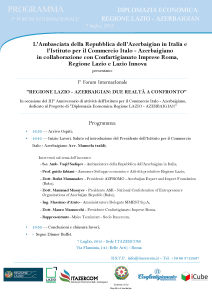 Programma Forum 7 luglio 2015 - Regione Lazio - Azerbaigian- due realtà a confronto
